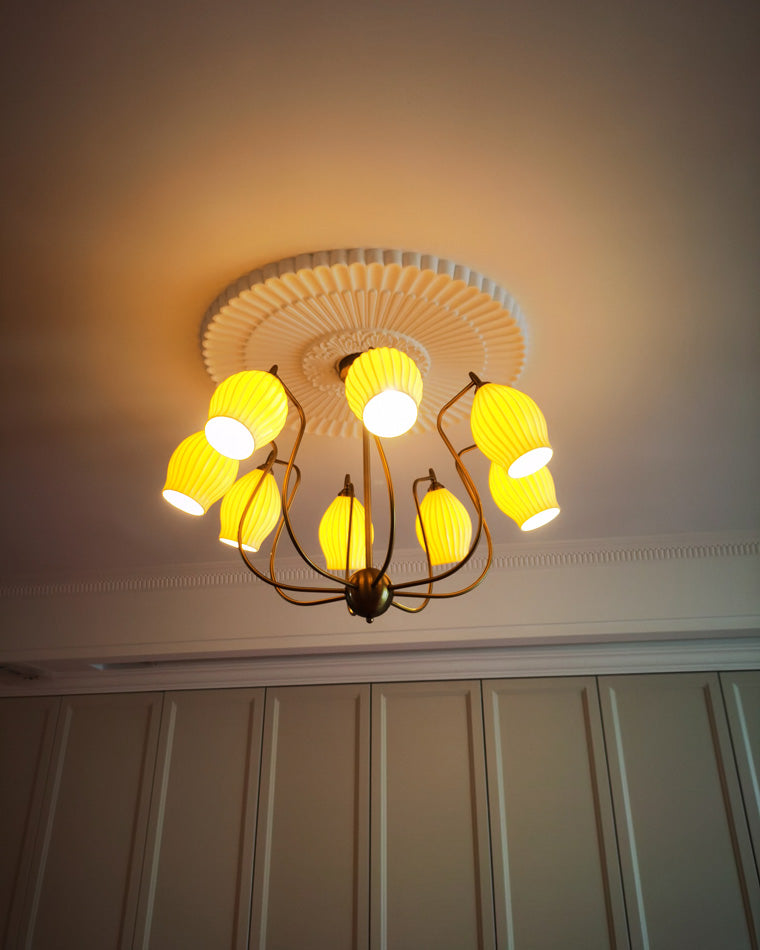 WOMO Fluted Ceramic shaded Chandelier-WM2121a