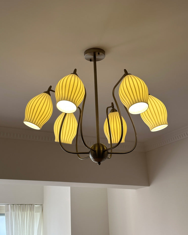 WOMO Fluted Ceramic shaded Chandelier-WM2121a