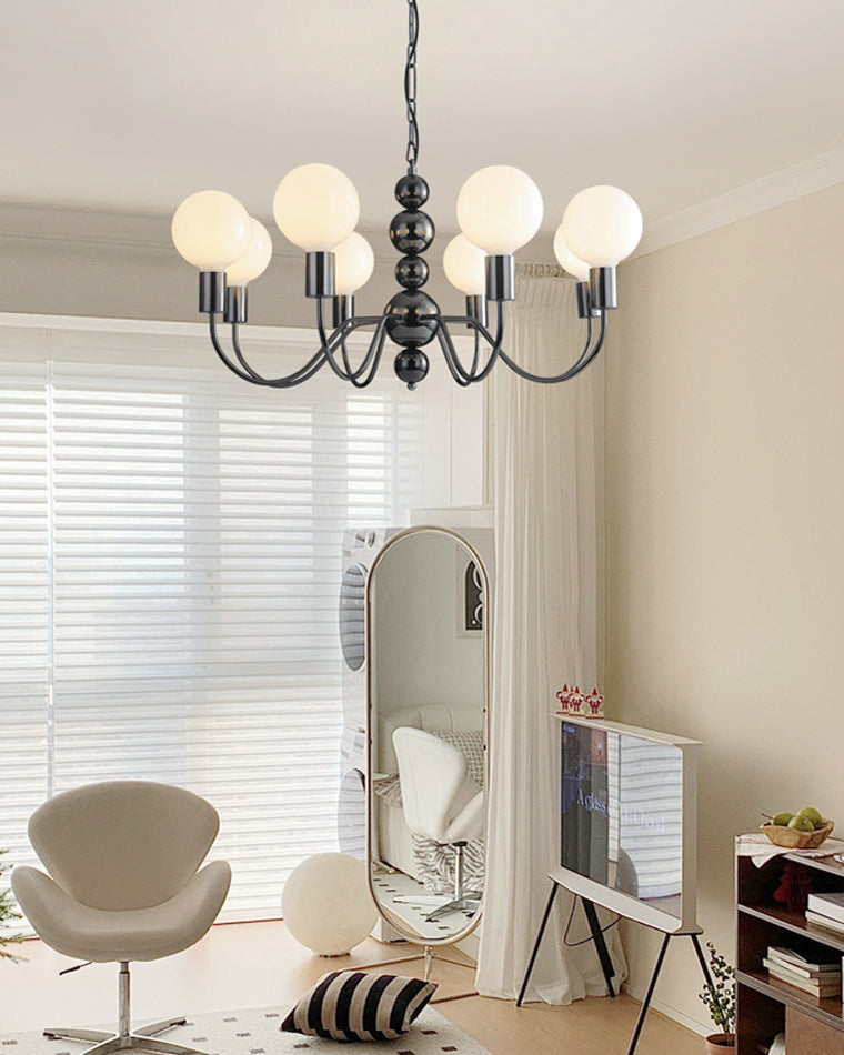 WOMO Glass Globe Black Arm Chandelier-WM2173