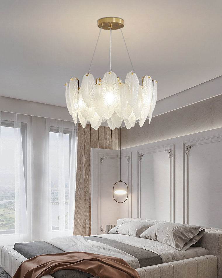 WOMO Frosted Glass Feather Chandelier-WM2196