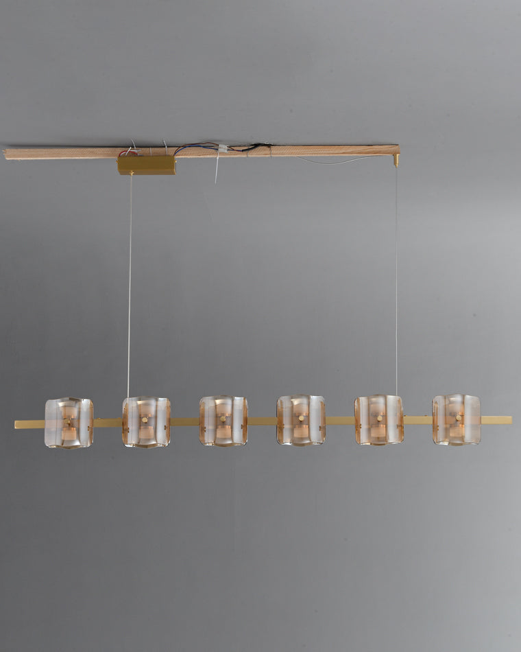 WOMO Glass Brass Linear Chandelier-WM2219B