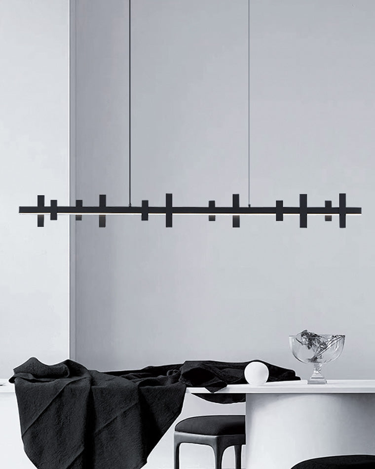 WOMO Black Brass Linear Chandelier-WM2231