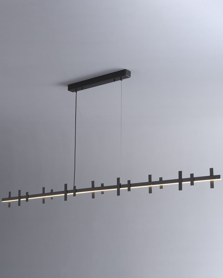 WOMO Black Brass Linear Chandelier-WM2231