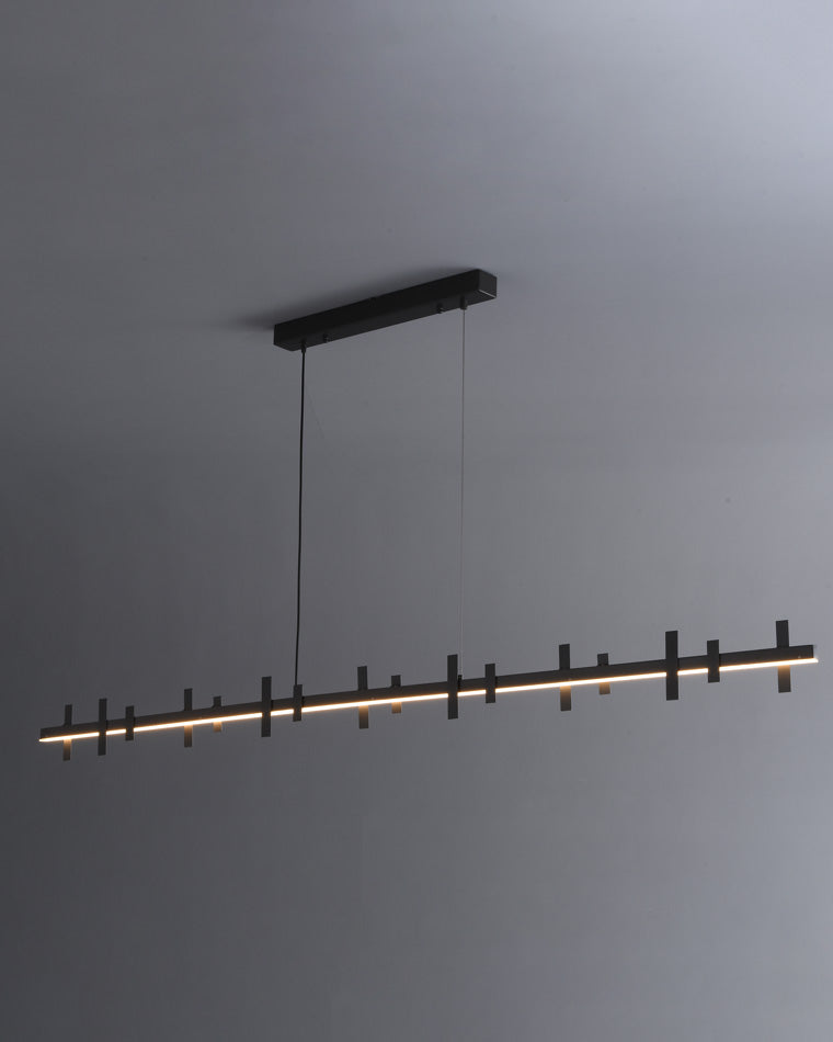 WOMO Black Brass Linear Chandelier-WM2231