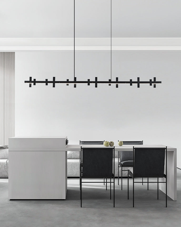 WOMO Black Brass Linear Chandelier-WM2231