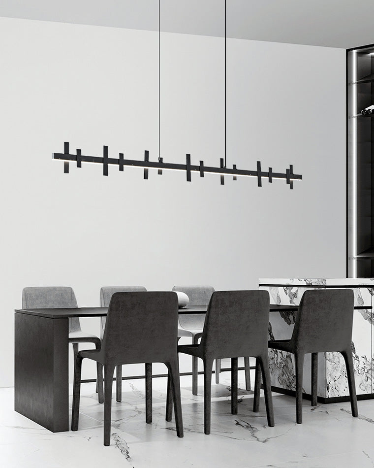 WOMO Black Brass Linear Chandelier-WM2231