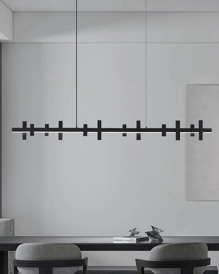 WOMO Black Brass Linear Chandelier-WM2231