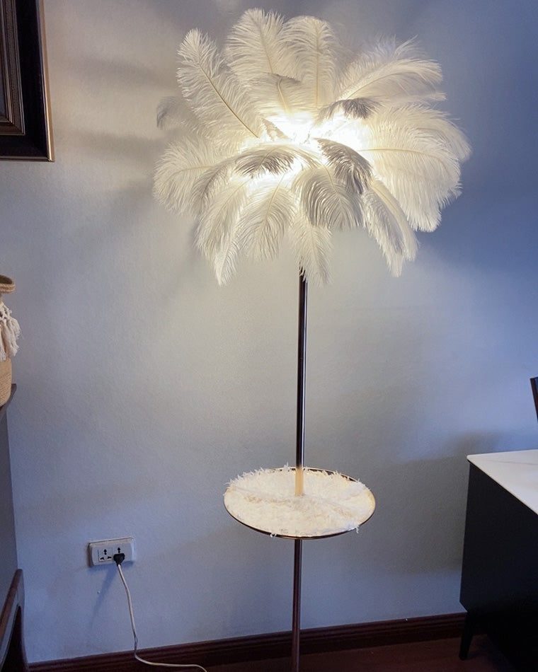 WOMO Feather Palm Tree Floor Lamp with Tray-WM7052