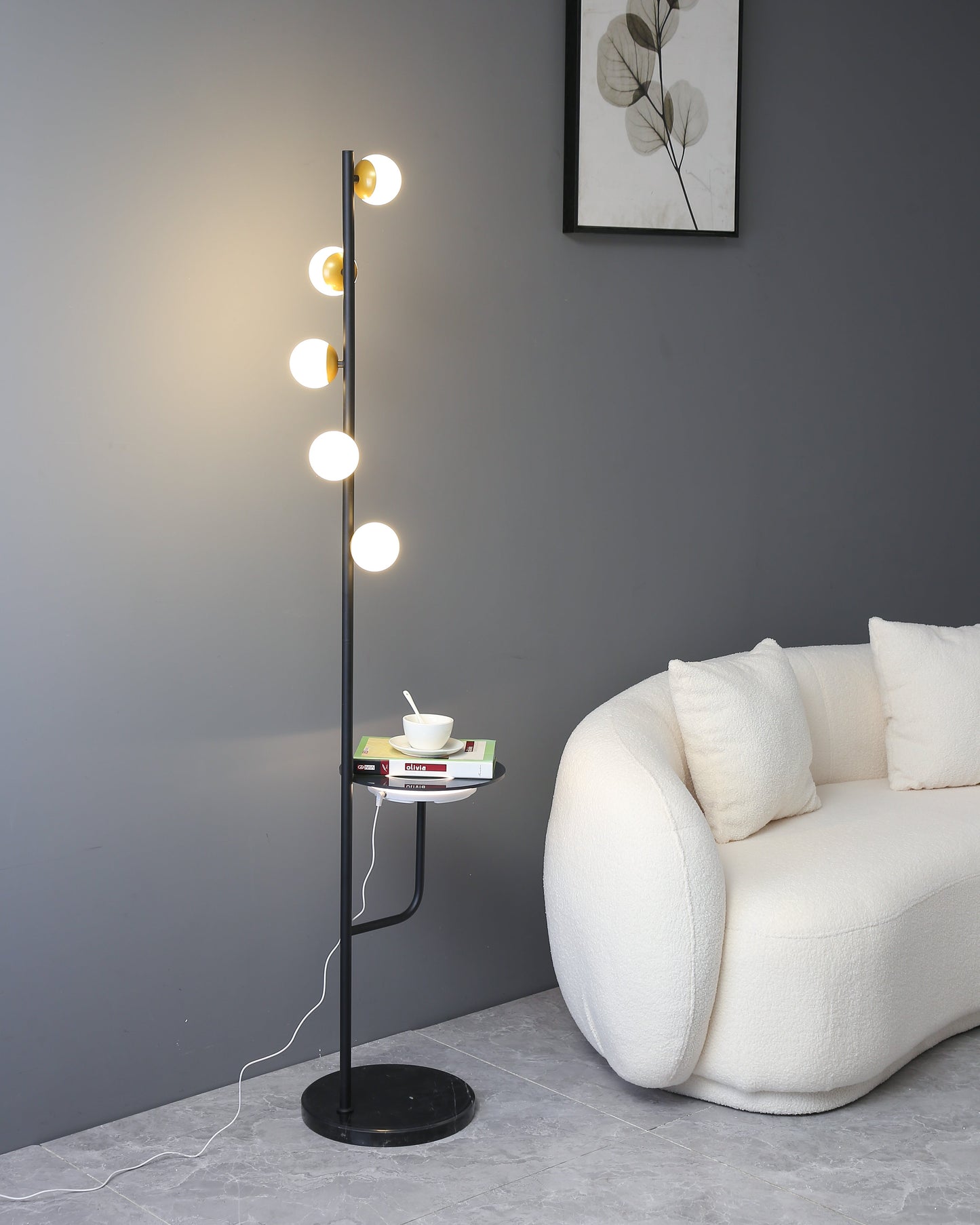 WOMO Bubble Dimmable Floor Lamp with Charging Tray-WM7062