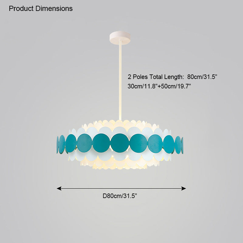 WOMO Black/Blue Round Chandelier-WM2140
