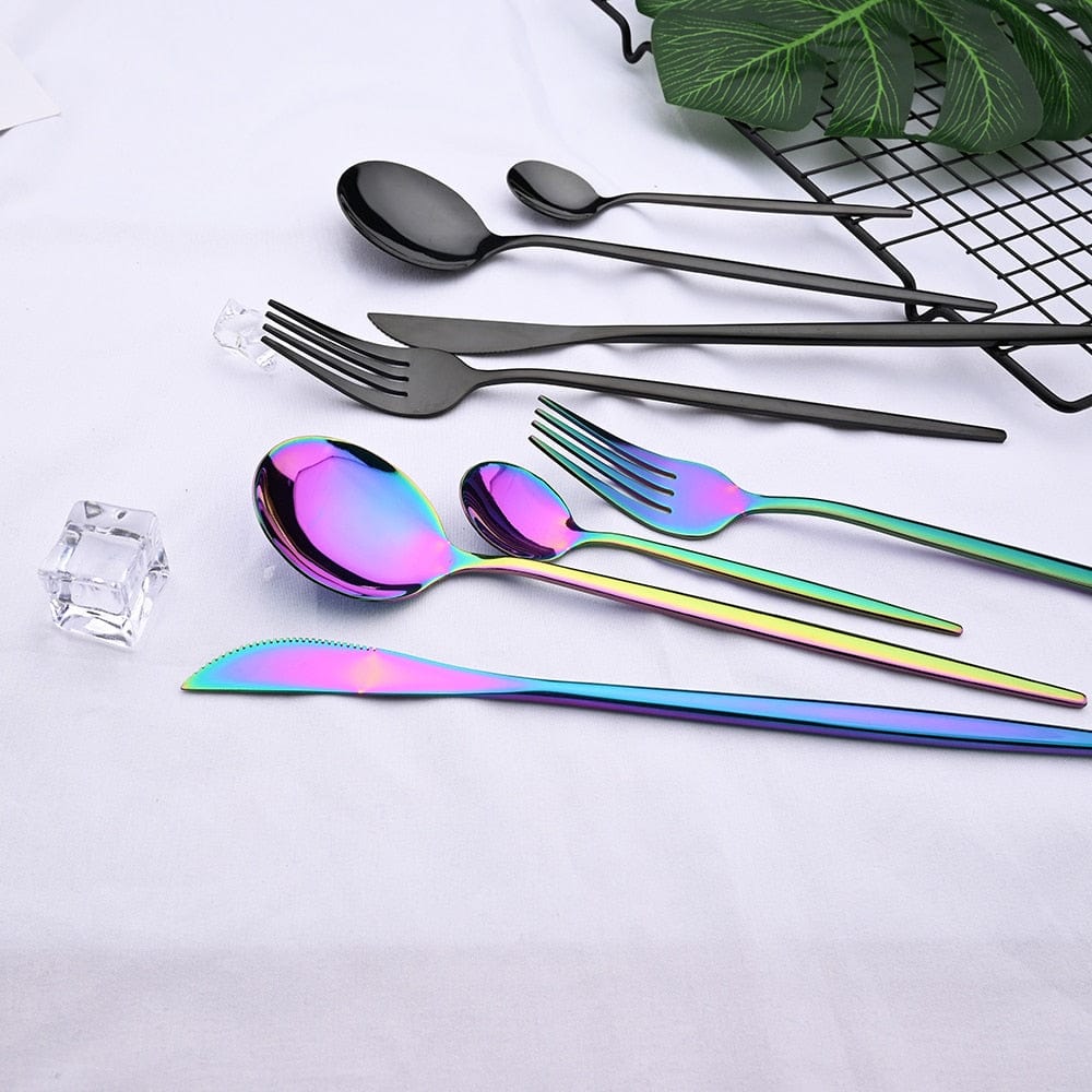 24pcs Black Western Dinnerware Set