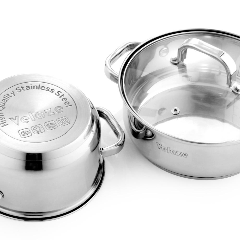 Cookware Set Stainless Steel 9-Piece Kitchen Cooking Pot&Pan Set,Non Stick Frying Pan,SaucepanCasserole,Glass Lid (Silver) - Nordic Side - CasseroleGlass, Cooking, Cookware, Frying, Kitchen,