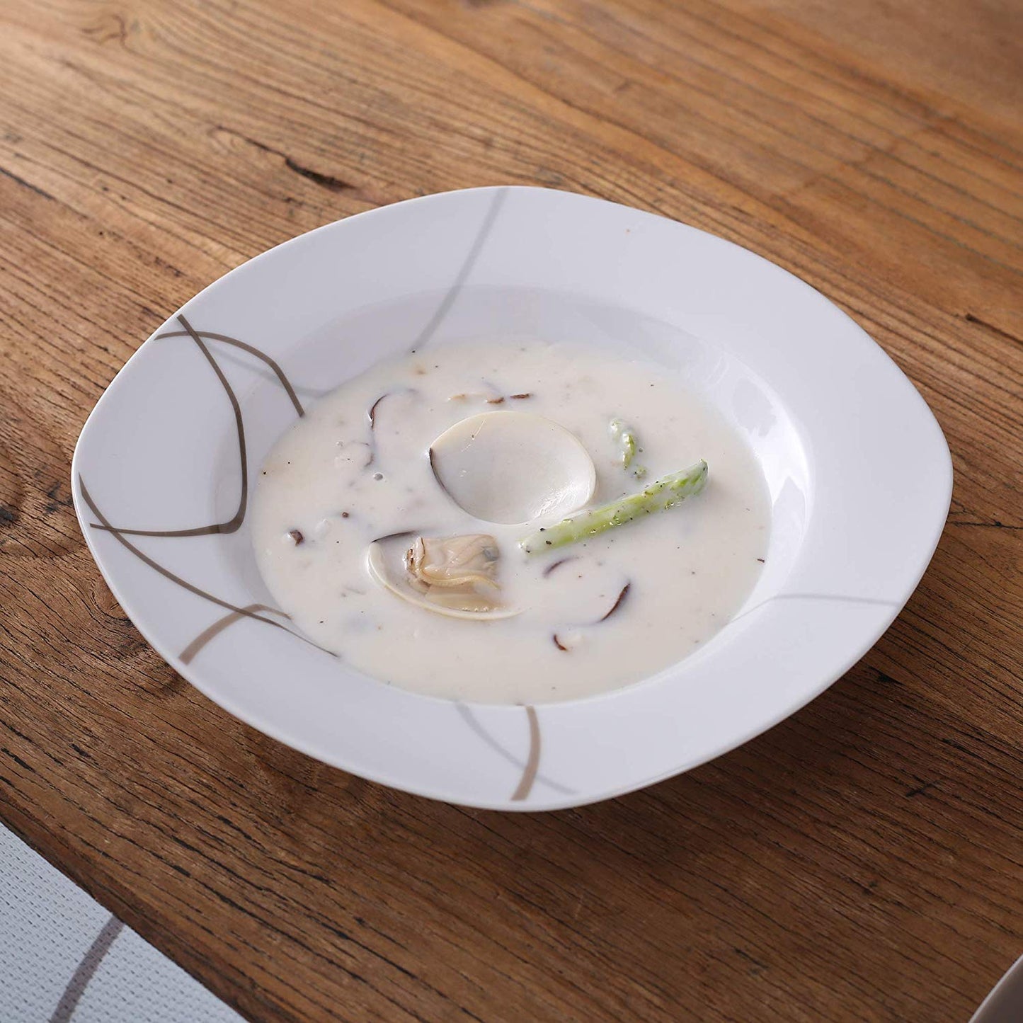 NIKITA 30-Piece Porcelain Ceramic Kitchen Dinner Plate Set with Dessert Plates/Soup Plates/Dinner Plates/Cups/Saucers - Nordic Side - 30, Ceramic, Dessert, Dinner, Kitchen, NIKITA, Piece, Pla