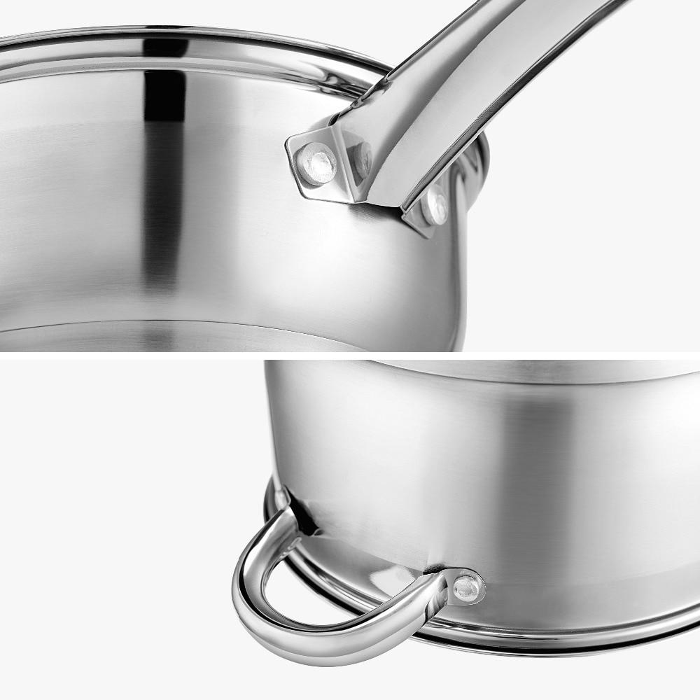 Cookware Set Stainless Steel 7-Piece Kitchen Cooking Pot&Pan Sets,Induction Saucepan,Casserole with Tempered Glass lid (Silver) - Nordic Side - Cooking, Cookware, Glass, Kitchen, lid, Piece,