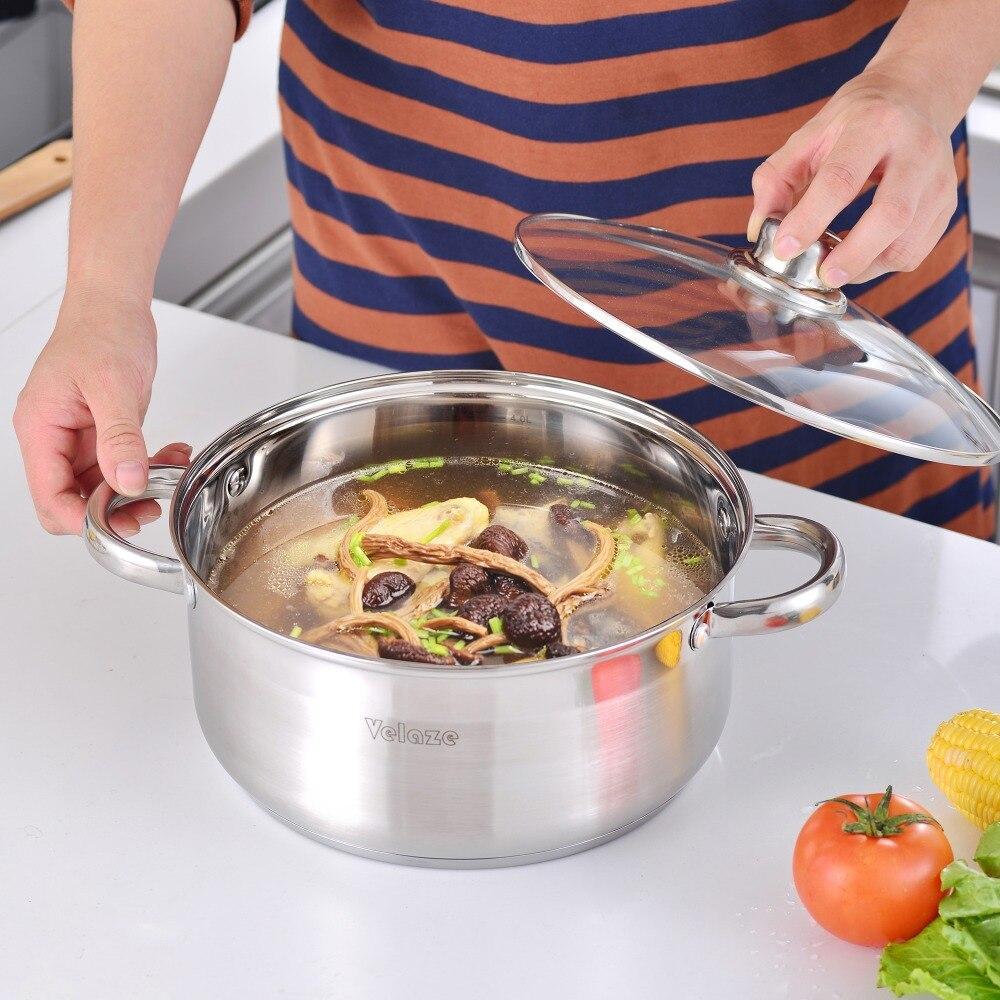 Cookware Set 12-Piece Kitchen Stainless Steel Cooking Pot & Pan Sets,Induction Safe,Saucepan,Casserole,pan with Glass lid (Silver) - Nordic Side - 12, Cooking, Cookware, Glass, Kitchen, lid,
