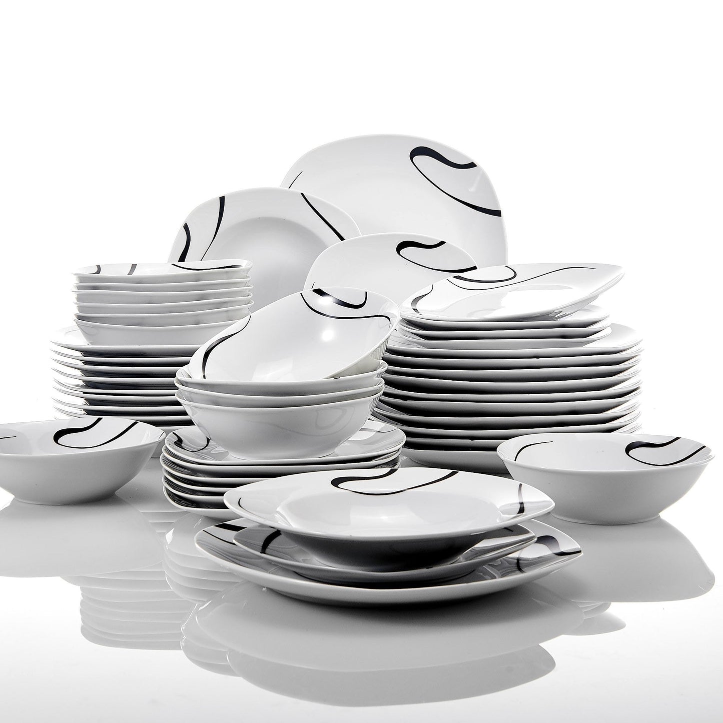 KAYLA 48-Piece Porcelain Tableware Breakfast Set Kitchen Ceramic Bowl Dessert Plate Soup Plate Dinner Plate Set - Nordic Side - 48, Bowl, Breakfast, Ceramic, Dessert, Dinner, KAYLA, Kitchen,