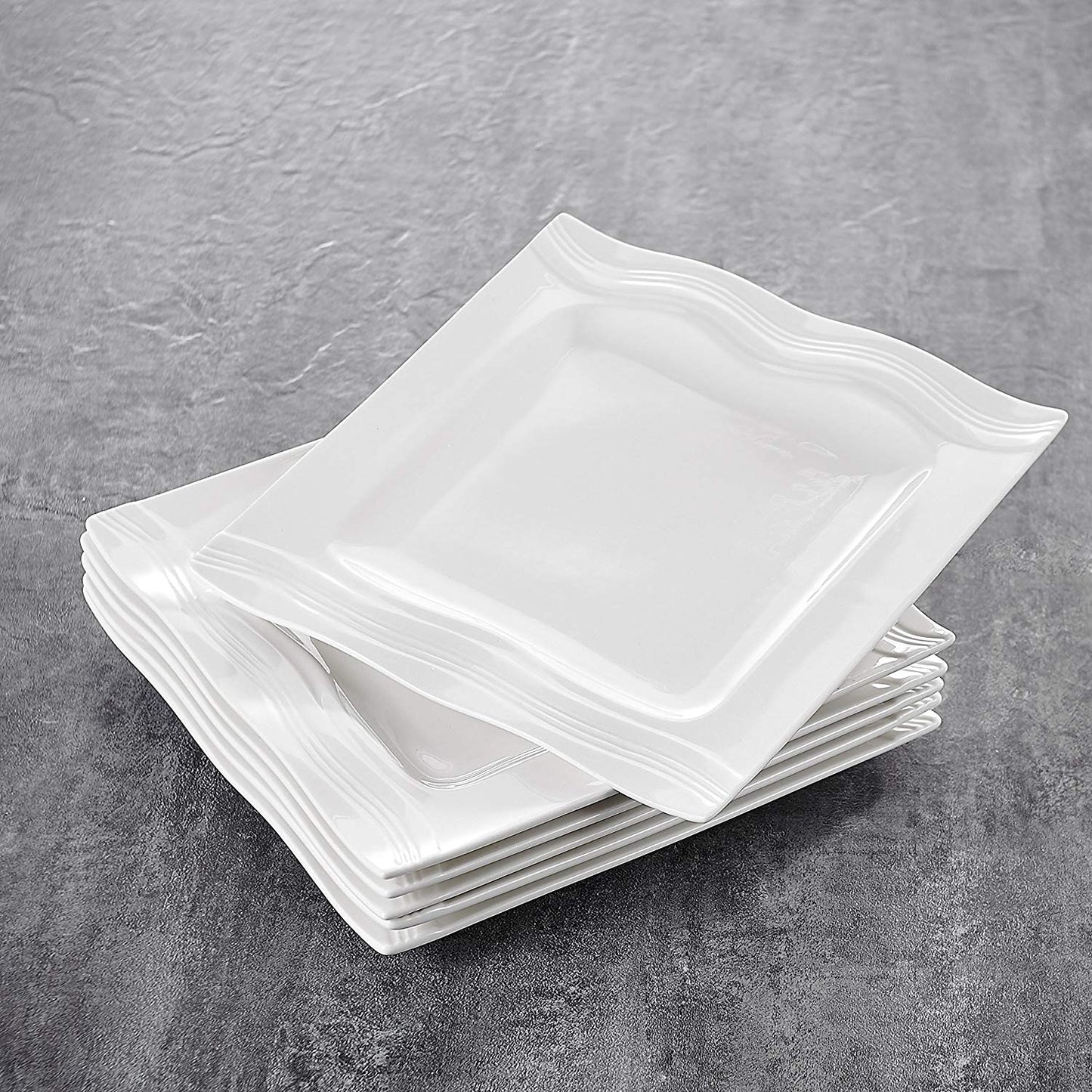 Mario 6-Piece Ivory White Porcelain China Dessert Plates (7.25") - Nordic Side - 725, Ceramic, China, Cream, Dessert, Dishes, Fruit, Ivory, Kitchen, MALACASA, Mario, Piece, Plates, Porcelain