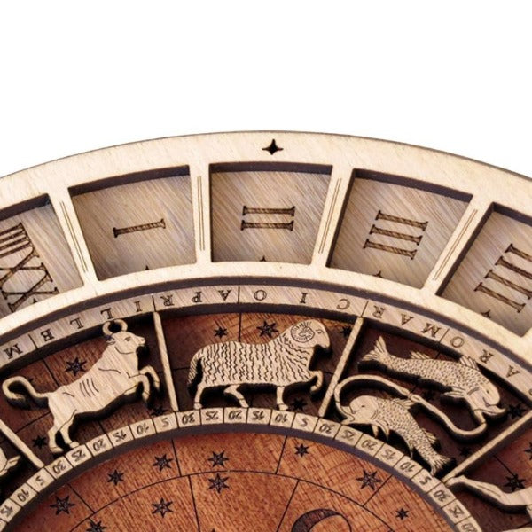 12 Constellations Wooden Wall Clock