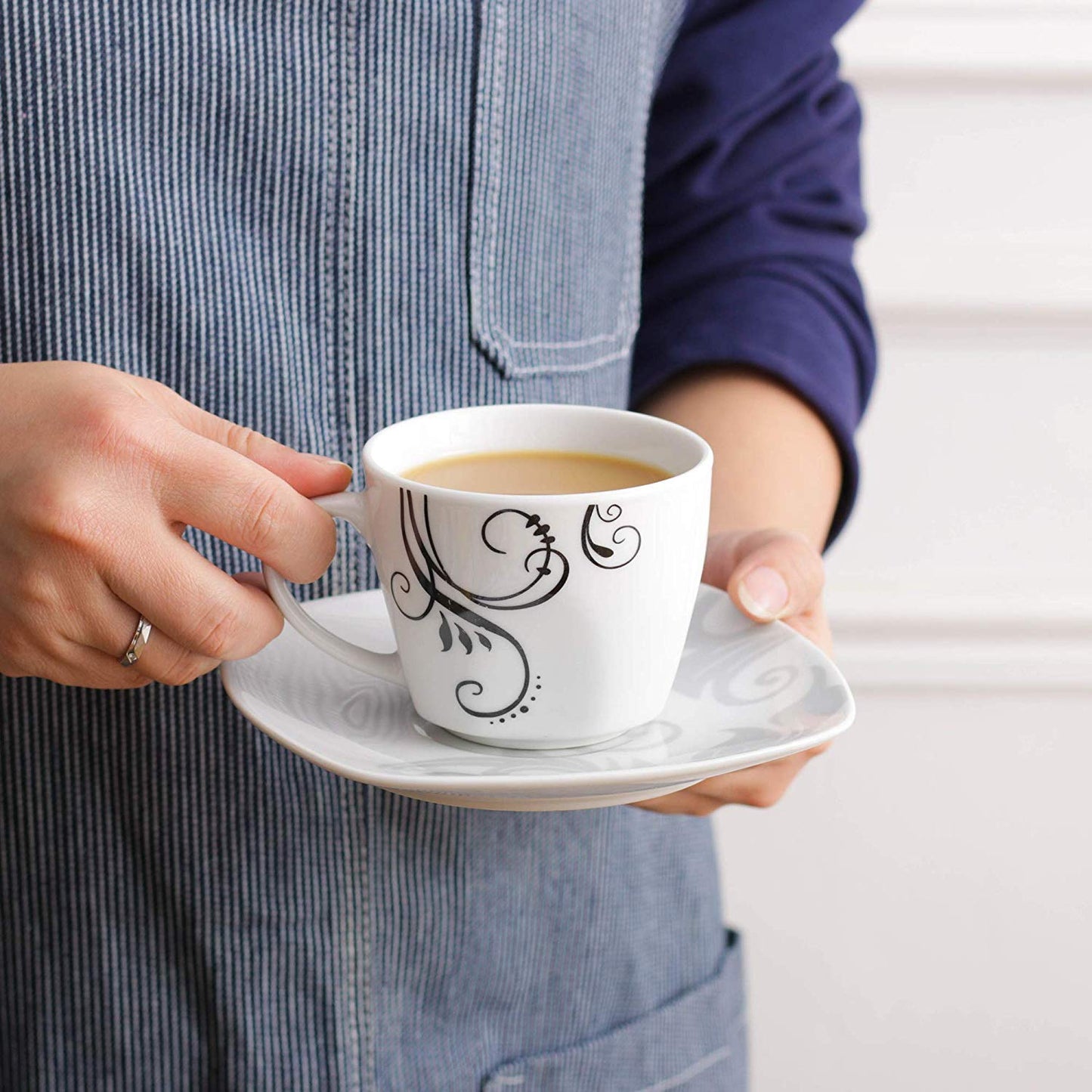 Zoye 12-Piece Ceramic Porcelain Drinkware Cups and Saucers Set (360 ml) - Nordic Side - 12, and, Ceramic, Coffee, Cups, Drinkware, Espresso, Family, Kitchen, Office, Piece, Porcelain, Saucer