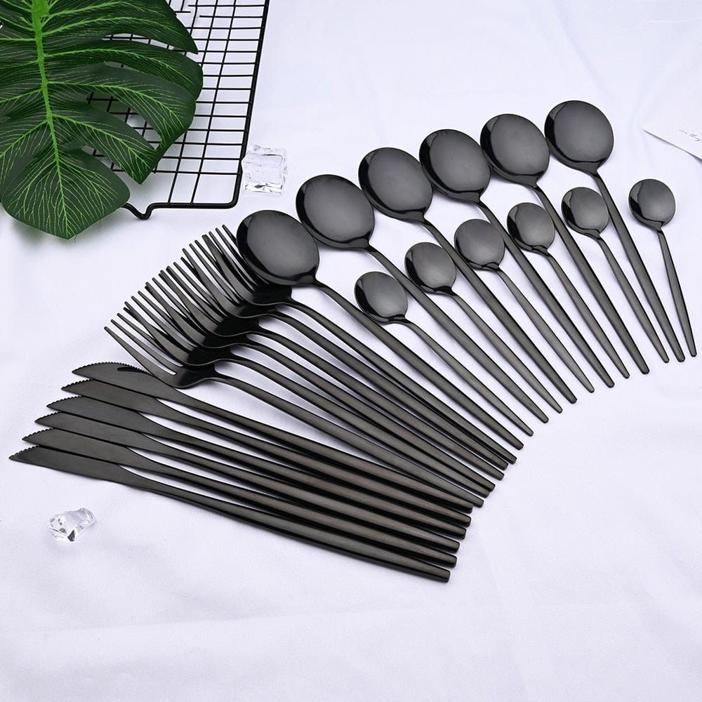 24pcs Black Western Dinnerware Set