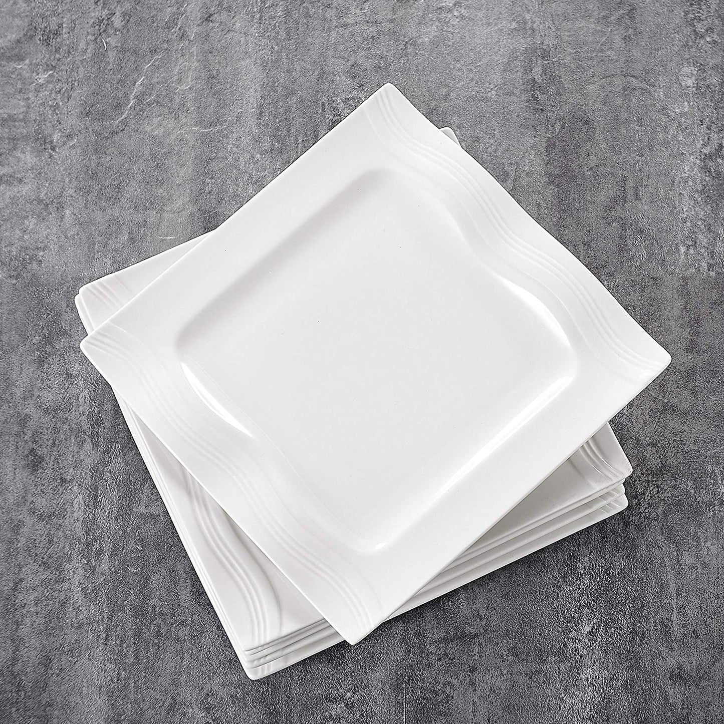 Mario 6-Piece Ivory White Porcelain China Dessert Plates (7.25") - Nordic Side - 725, Ceramic, China, Cream, Dessert, Dishes, Fruit, Ivory, Kitchen, MALACASA, Mario, Piece, Plates, Porcelain