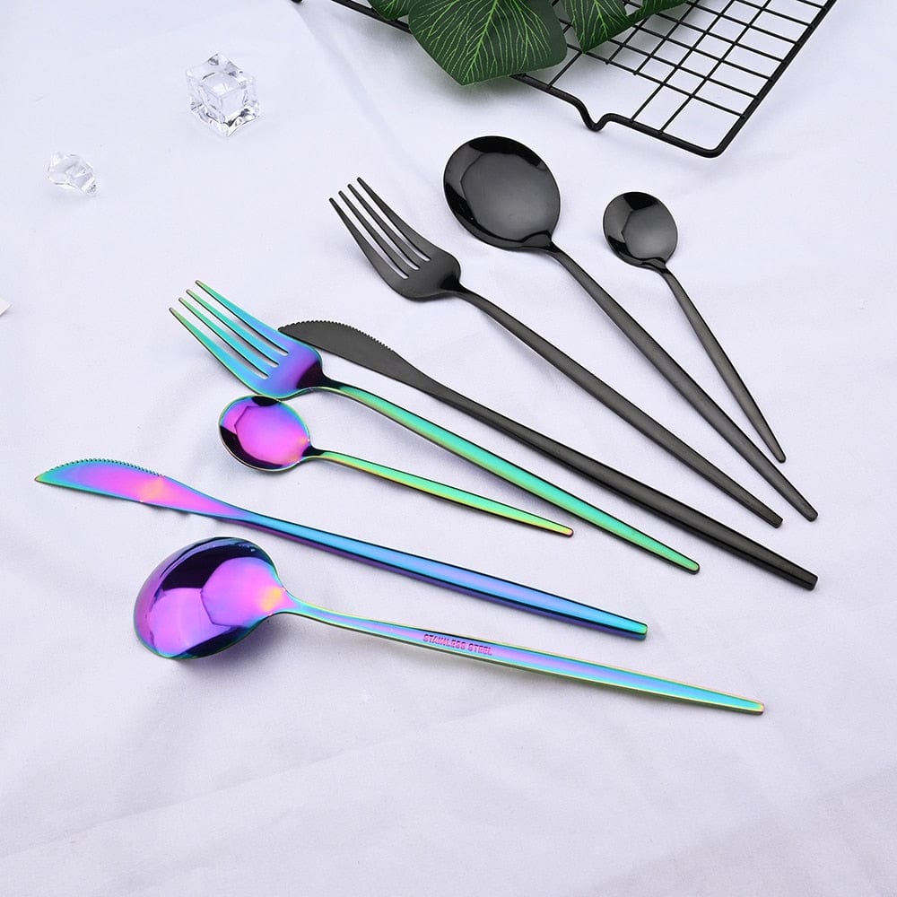 24pcs Black Western Dinnerware Set