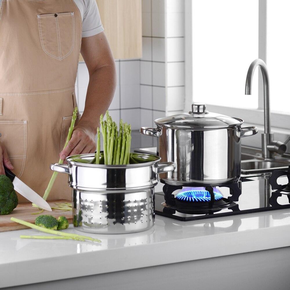 Pasta Pots 7.2L Multifunction Premium Stainless Steel Vegetable Spaghetti Pot with Encapsulated Base and Vented Glass Lid - Nordic Side - 72, and, Base, Encapsulated, Glass, Lid, Multifunctio