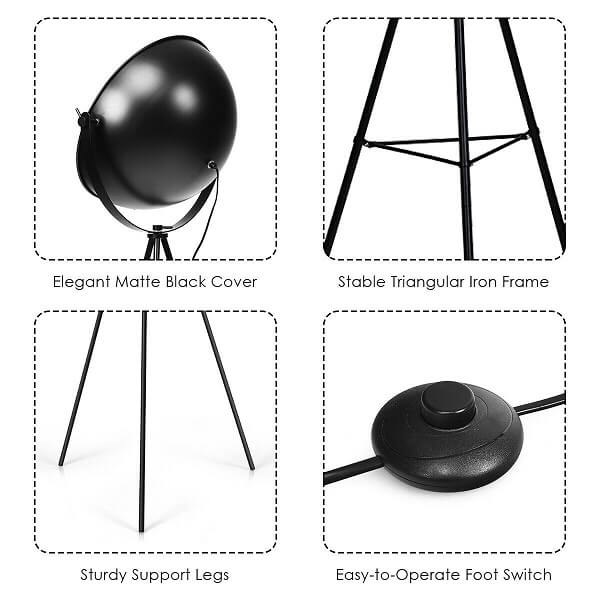 Nirv - Industrial Tripod Floor Lamp with Adjustable Metal Legs - Nordic Side - amazing, archidaily, archilovers, architecture, architecturelovers, architectureporn, arcitecture, art, artist,