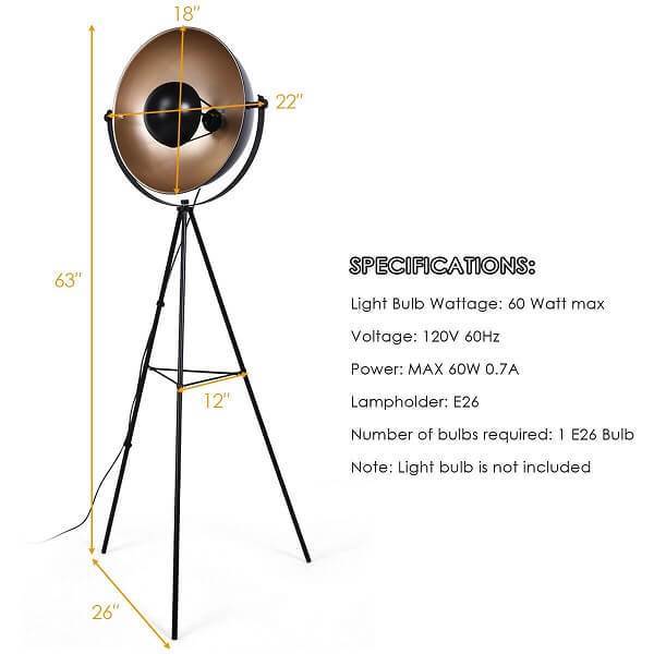 Nirv - Industrial Tripod Floor Lamp with Adjustable Metal Legs - Nordic Side - amazing, archidaily, archilovers, architecture, architecturelovers, architectureporn, arcitecture, art, artist,