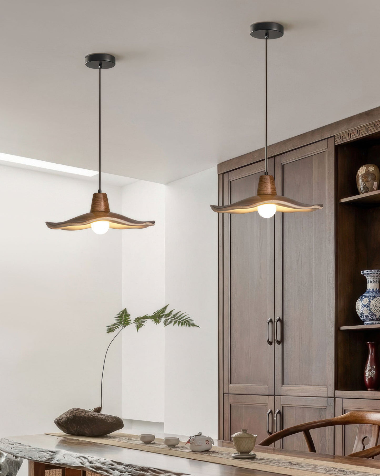Simple Retro Wood Pendant Light Lampshade