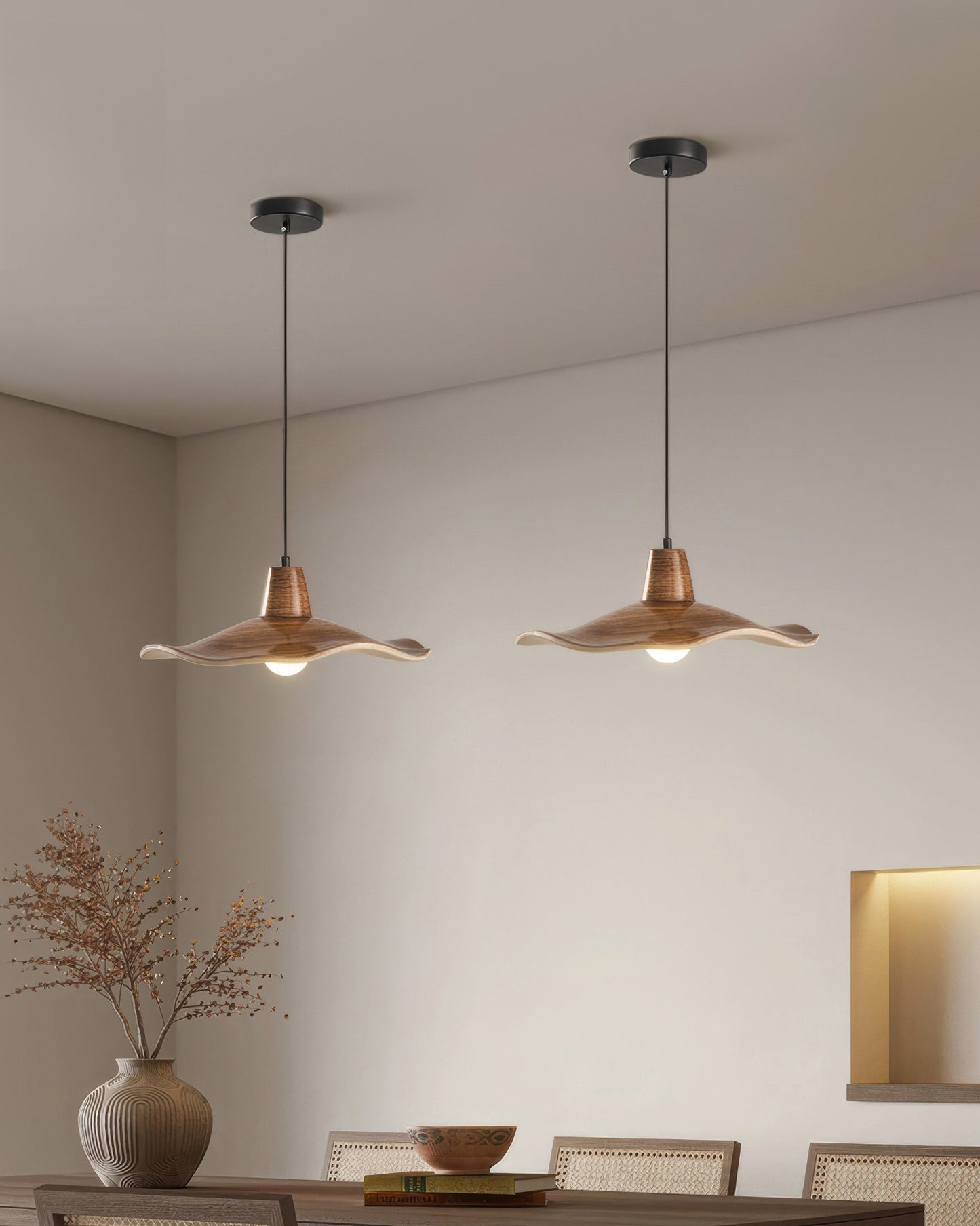 Simple Retro Wood Pendant Light Lampshade