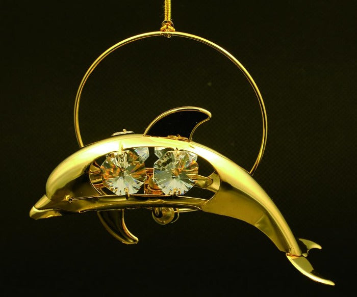 24K Gold/Silver Plated Dolphin with Swarovski