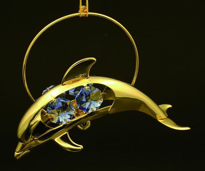 24K Gold/Silver Plated Dolphin with Swarovski
