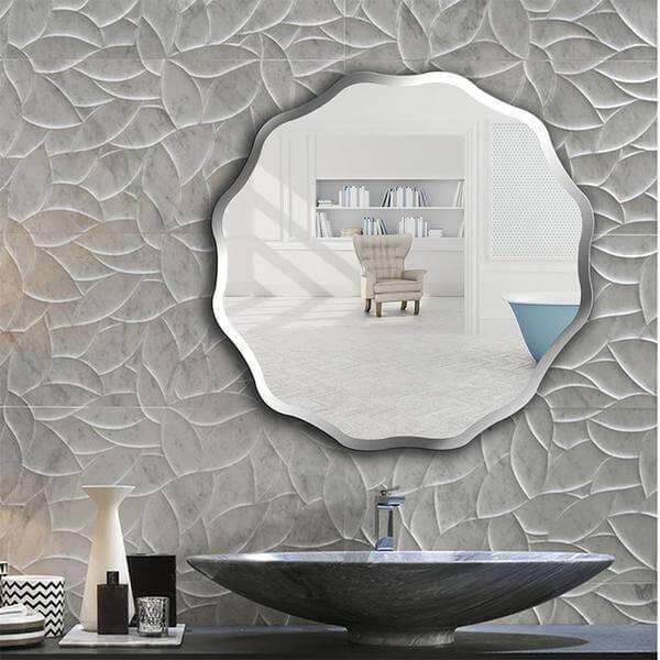 Rowena - Wavy Frameless Mirror - Nordic Side - architecture, arcitecture, art, artichture, artist, bathroom vanity, contemporaryart, crystal chandelier, decor, decoration, design, designer, d