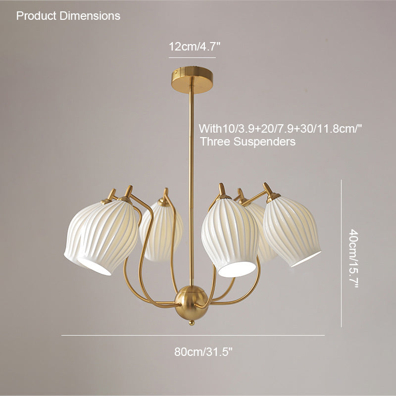 WOMO Fluted Ceramic shaded Chandelier-WM2121a