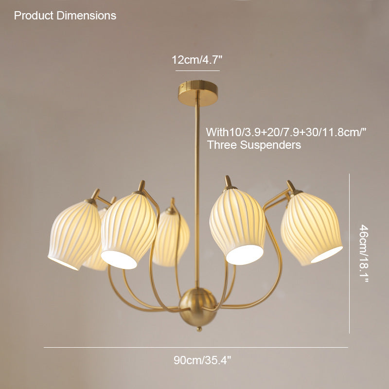 WOMO Fluted Ceramic shaded Chandelier-WM2121a