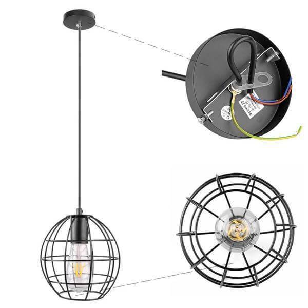 Spherical Hanging Cage Drop Pendant Light - Nordic Side - architecture, arcitecture, art, artist, contemporaryart, decor, decoration, design, designer, designinspiration, edison, grey, home,