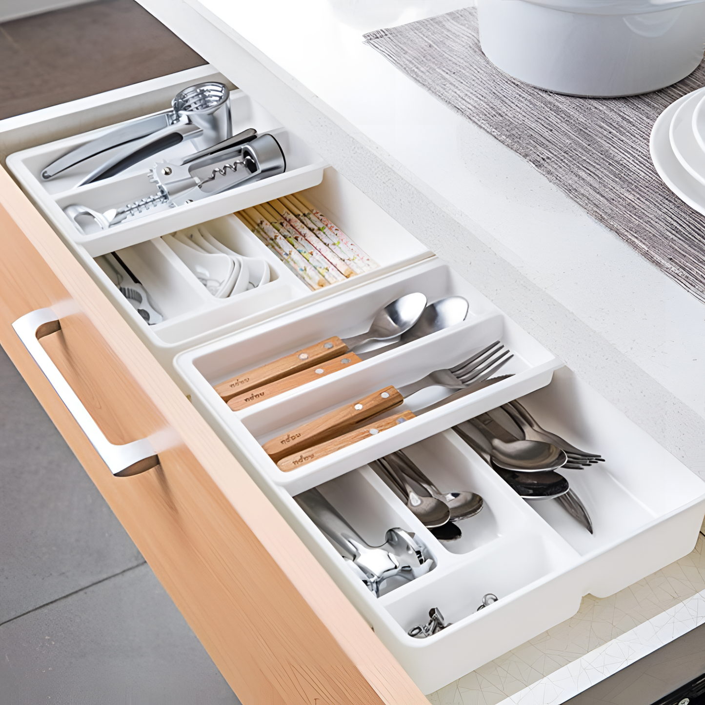 Dabney Sliding Cutlery Organizer Tray | Kitchen | NordicAbode.com