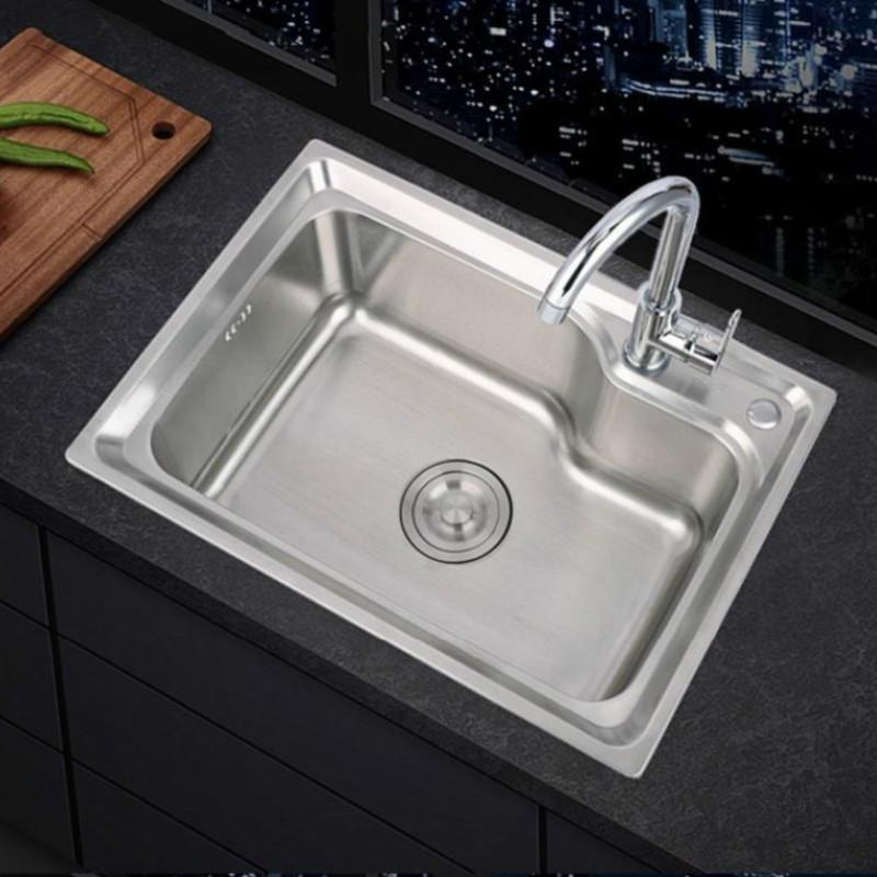 Matteo - Single Thick Stainless Steel Basin Kitchen Sink - Nordic Side - 03-18, modern-pieces