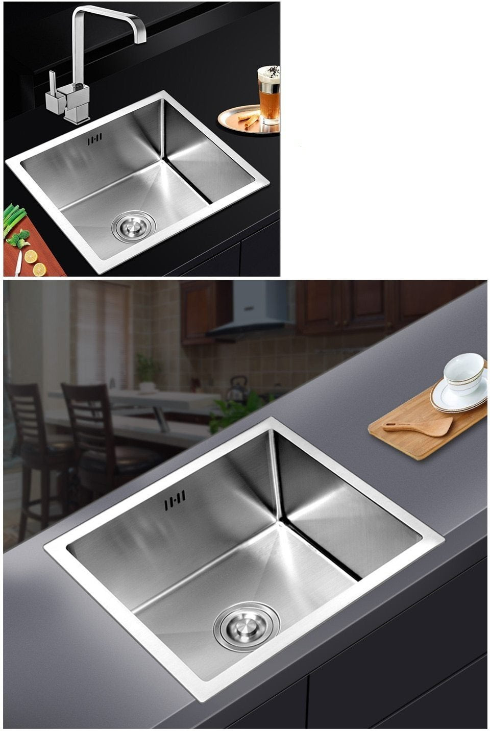 Brantley - Single Handmade Stainless Steel Kitchen Sink - Nordic Side - 03-16, modern-pieces