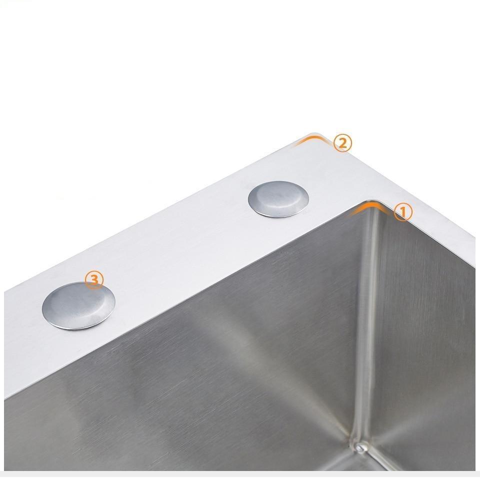 Brantley - Single Handmade Stainless Steel Kitchen Sink - Nordic Side - 03-16, modern-pieces