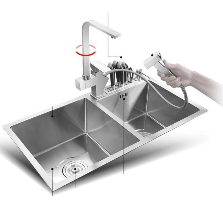 Vertigo - Stainless Steel Double Kitchen Sink - Nordic Side - 11-26, kitchen, modern-pieces, sink