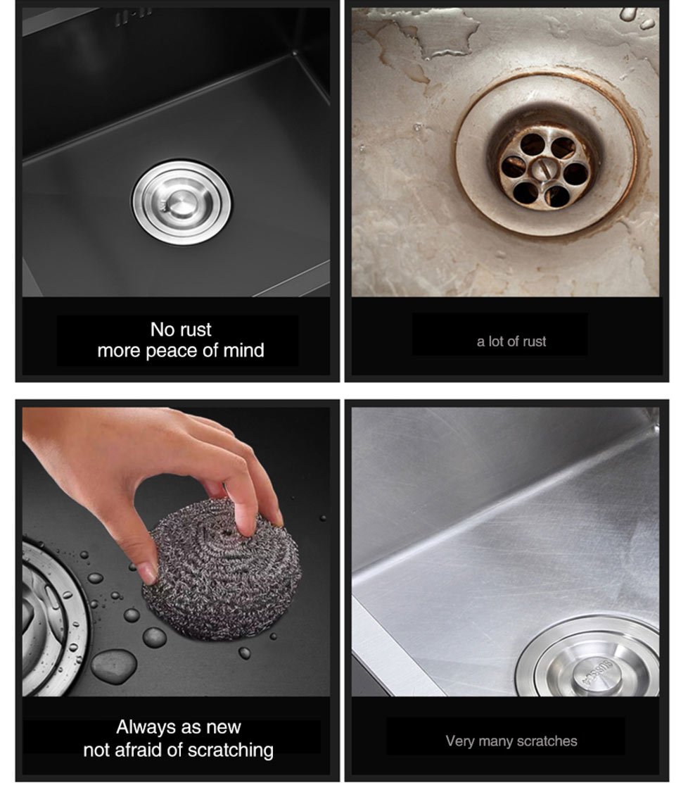 Ari - Black Nano Antibacterial Stainless Steel Double Bowl Kitchen Sink - Nordic Side - 03-18, modern-pieces