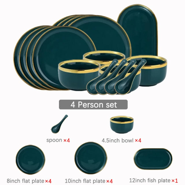 Verde Emerald Green Luxury Dinnerware Set