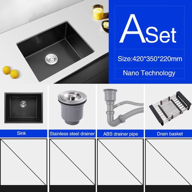 Philippus - Black Nano Stainless Steel Kitchen Sink - Nordic Side - 03-27, feed-cl0-over-80-dollars, modern-pieces