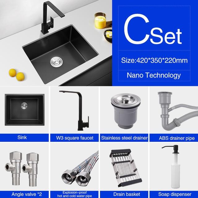 Philippus - Black Nano Stainless Steel Kitchen Sink - Nordic Side - 03-27, feed-cl0-over-80-dollars, modern-pieces