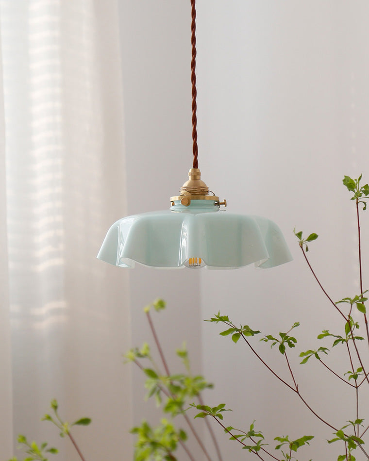 WOMO Retro Coloured/Pink Glass Pendant Light-WM2084
