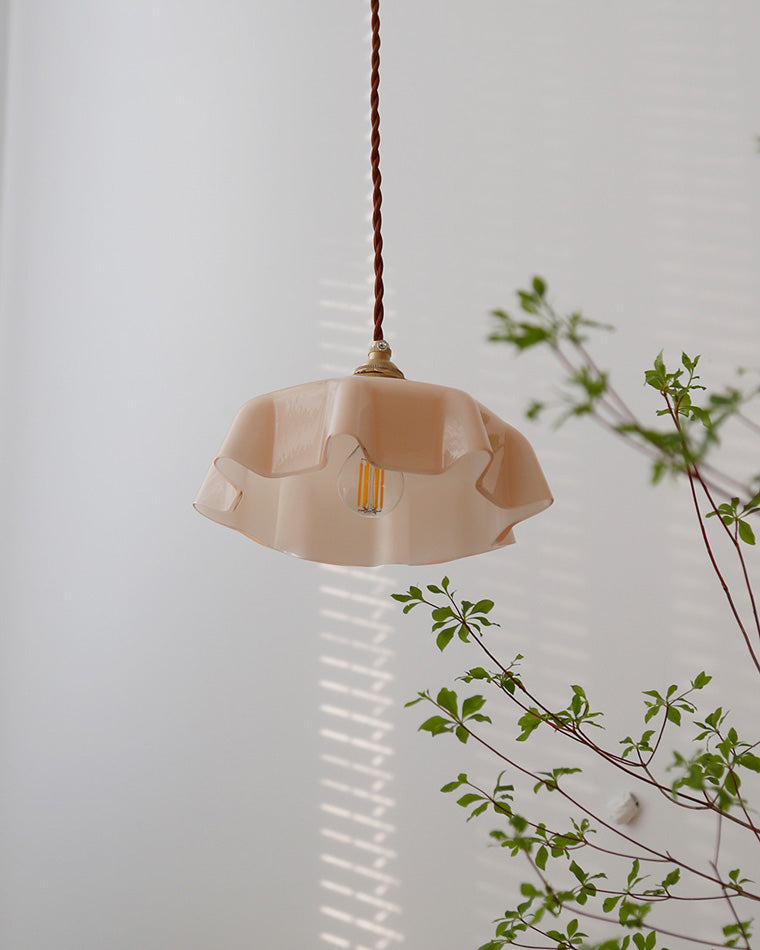 WOMO Retro Coloured/Pink Glass Pendant Light-WM2084