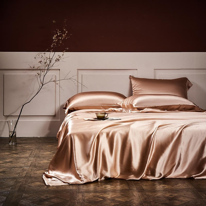 Royalis Rose Gold Silk Bedding Set