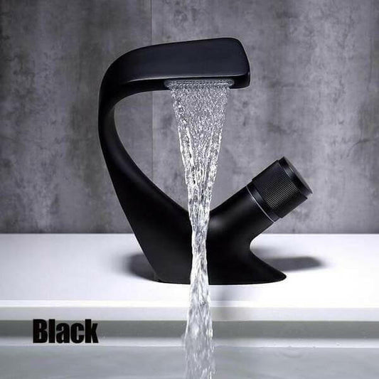 Annetta - Modern Chrome Plated Solid Brass Waterfall Spout Bathroom Faucet